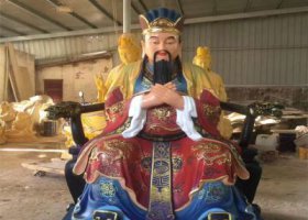 大型玻璃鋼樹脂彩繪寺廟供奉三官雕塑