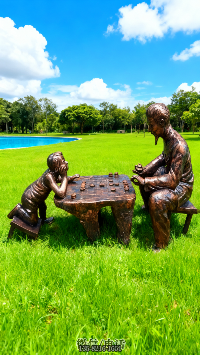 下棋雕塑實(shí)拍圖