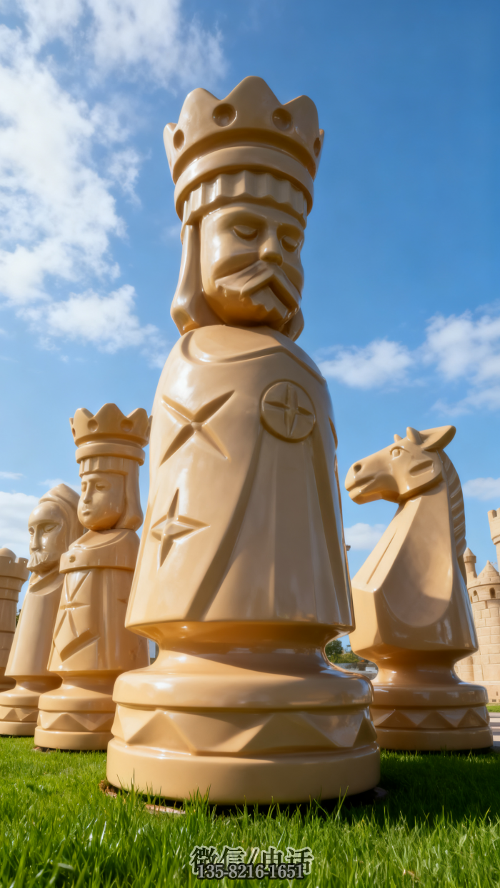 下棋雕塑實拍圖