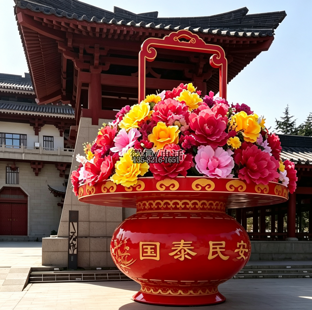玻璃鋼花籃雕塑-成品安裝效果